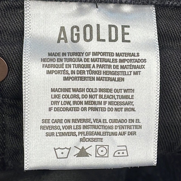 Agolde Nico High Rise Slim in Cassette Black Jeans Knee Rips Distressed Sz 30 - Picture 13 of 14